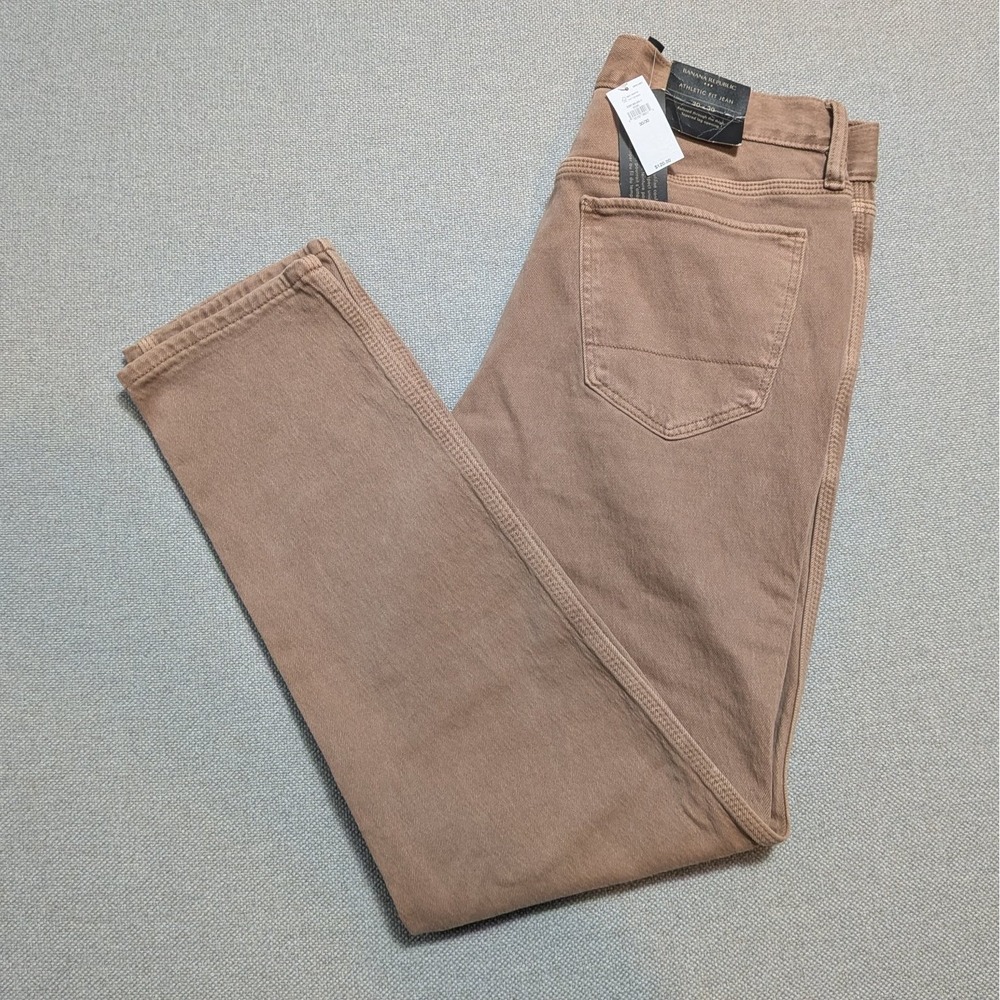 Banana Republic Mens 30x30 Athletic Fit Tan Brown Stretch Denim Jeans Pants
